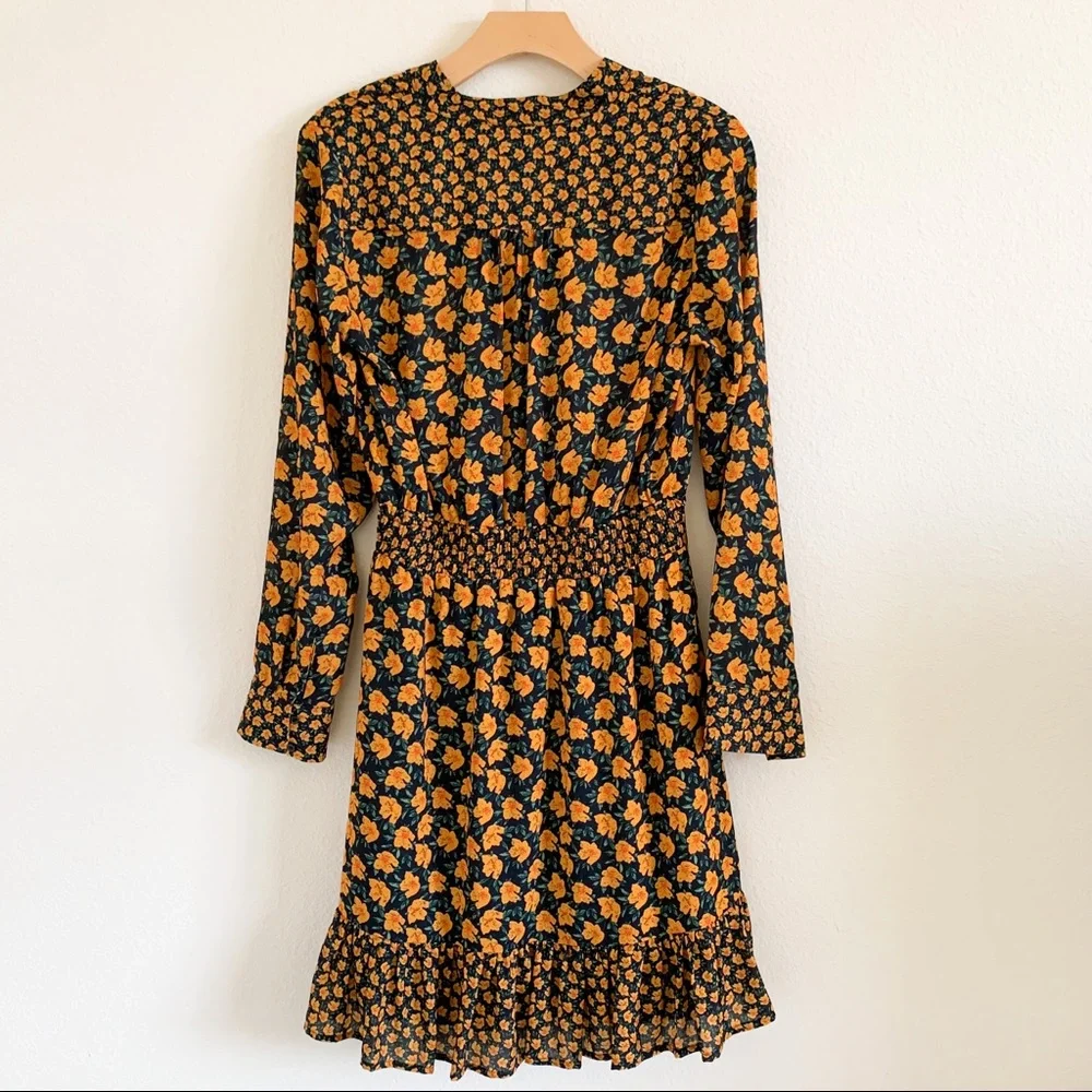SAM EDELMAN Printed Smocked Tie Neck Dress - Picture 3 of 6
